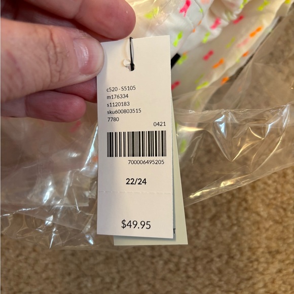 Women’s Plus Lane Bryant Bright White Orange Pink Blouse V Neck Top - Picture 12 of 13